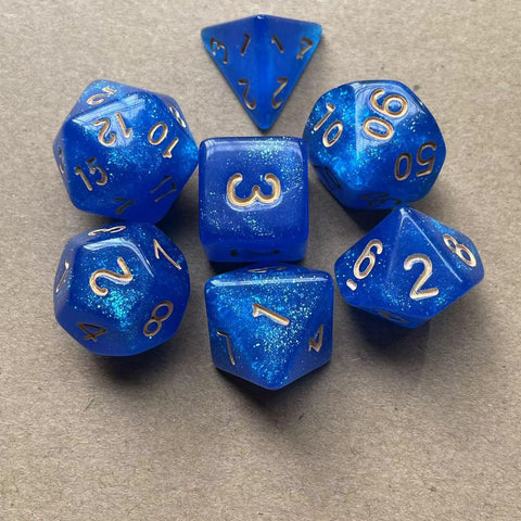 Starlight Mystery Acrylic Dice Set – 15 Random Colors, 7 Polyhedral Dice for DND, RPG, Pathfinder & Tabletop Games