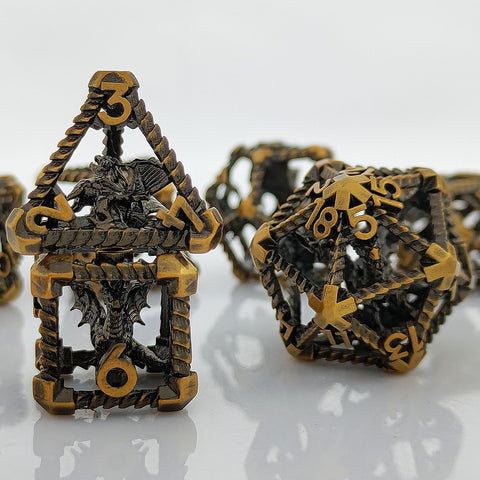 Obsidrak Copper Hollow Dice Set – Mystic Antique Colors for RPG & D&D