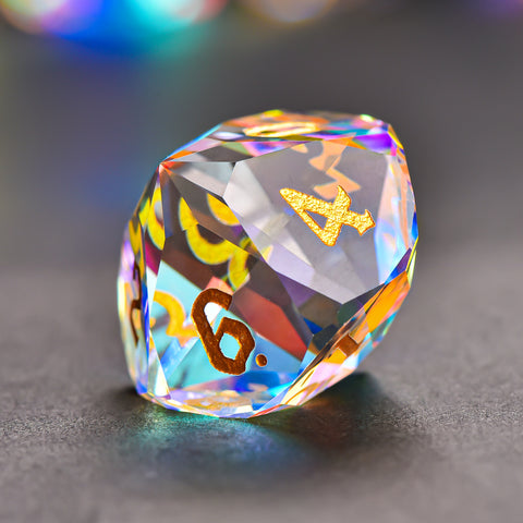 Iridescent Prism Glass Dice Set – Handcrafted Multi-Faceted K9 Glass RPG Dice for D&D, Pathfinder & Collectors
