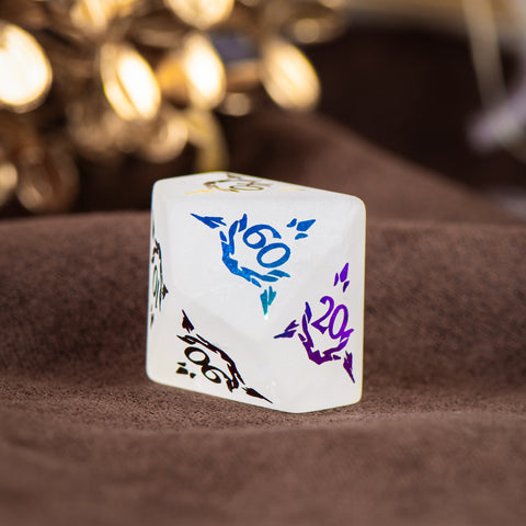 Natural White Crystal Dice Set – Luxury Gemstone Dice for D&D, RPGs & Collectors