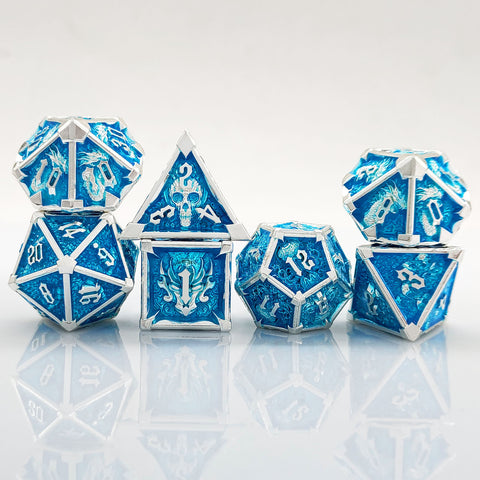 Phantom's Gambit Zinc Alloy Metal Dice Set with Skull Engraving – Multiple Color Options Available