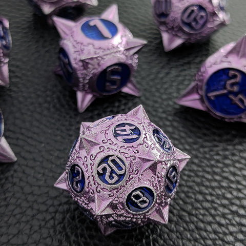 Meteoric Mace Solid Metal Dice Set – Stunning Color Options (Copper‑Blue, Bloodstain, Iridescent, etc.)