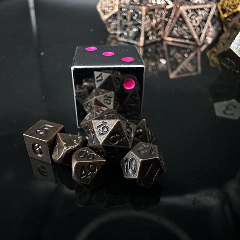 Pocket Watch Zinc Alloy Dice Set –  Mini RPG Dice with Vintage Dragon Case