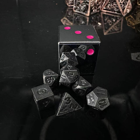 Pocket Watch Zinc Alloy Dice Set –  Mini RPG Dice with Vintage Dragon Case