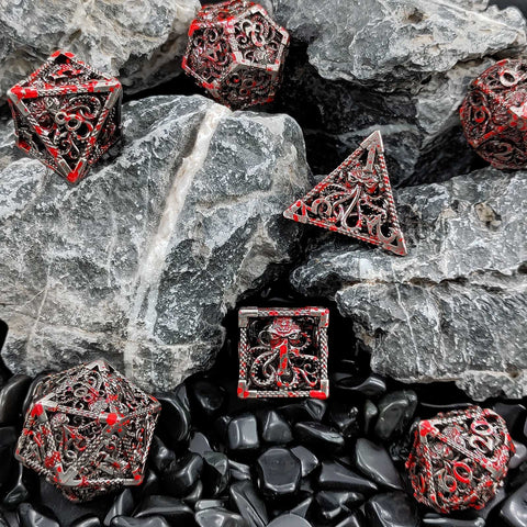 Cthulhu’s Gaze Copper Hollow Dice Set – Bloodstain, Antique Gold & Aged Red Copper