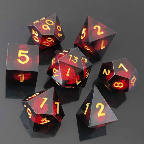 Resin Liquid Core Dice Set – Flowing Glitter DND Dice Multiple colors available