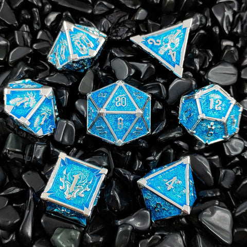 Phantom's Gambit Zinc Alloy Metal Dice Set with Skull Engraving – Multiple Color Options Available