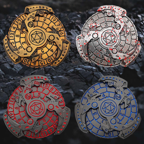 7-in-1 Mechanical Spinner Dice – DND Zinc Alloy Fidget Spinner Multiple colors available