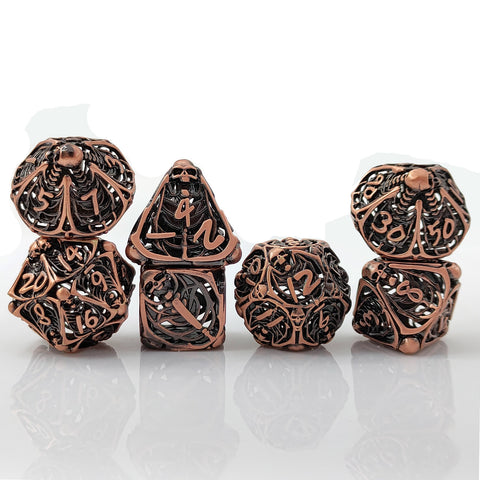 Cryptic Relics Metal Hollow Dice Set – Premium Copper, Available in Antique Gold & Antique Copper