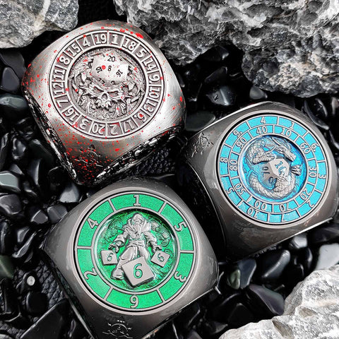 Cube Spinner 7‑in‑1 Metal Dice – Antique Bronze, Copper, Bloodstain & More