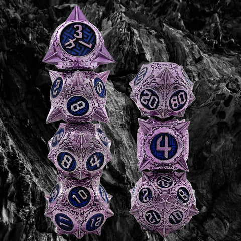 Meteoric Mace Solid Metal Dice Set – Stunning Color Options (Copper‑Blue, Bloodstain, Iridescent, etc.)
