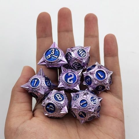 Meteoric Mace Solid Metal Dice Set – Stunning Color Options (Copper‑Blue, Bloodstain, Iridescent, etc.)