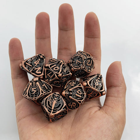 Cryptic Relics Metal Hollow Dice Set – Premium Copper, Available in Antique Gold & Antique Copper