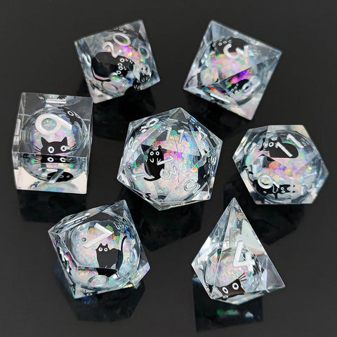 Resin Liquid Core Dice Set – Flowing Glitter DND Dice Multiple colors available