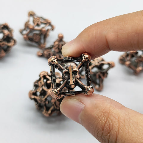Necroforge Copper Metal Hollow Dice Set with Skull Design – 6 Colors Available