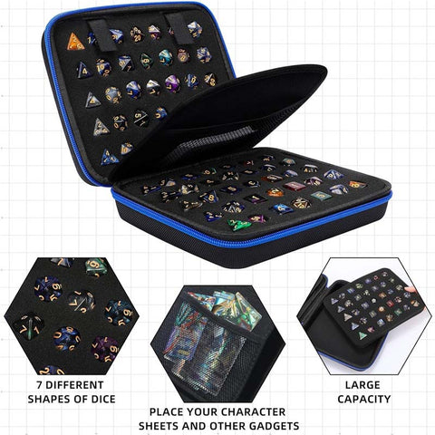 Premium Dice Storage Case with Removable Slotted Tray – Oxford Fabric & EVA – Holds up to 10 Dice Sets – Portable Handle