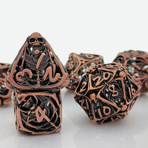 Cryptic Relics Metal Hollow Dice Set – Premium Copper, Available in Antique Gold & Antique Copper