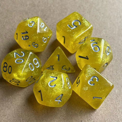 Starlight Mystery Acrylic Dice Set – 15 Random Colors, 7 Polyhedral Dice for DND, RPG, Pathfinder & Tabletop Games