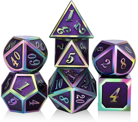 Zinc Alloy Metal Polyhedral Dice Set – Multiple colors available for DND & Tabletop RPGs