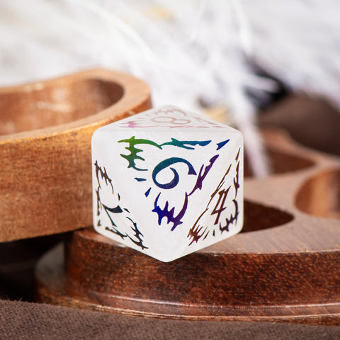 Natural White Crystal Dice Set – Luxury Gemstone Dice for D&D, RPGs & Collectors