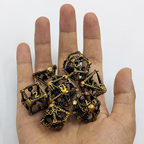 Obsidrak Copper Hollow Dice Set – Mystic Antique Colors for RPG & D&D