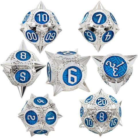 Meteoric Mace Solid Metal Dice Set – Stunning Color Options (Copper‑Blue, Bloodstain, Iridescent, etc.)