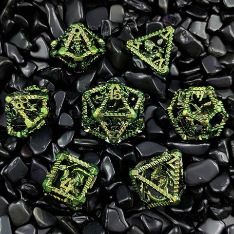 Obsidrak Copper Hollow Dice Set – Mystic Antique Colors for RPG & D&D