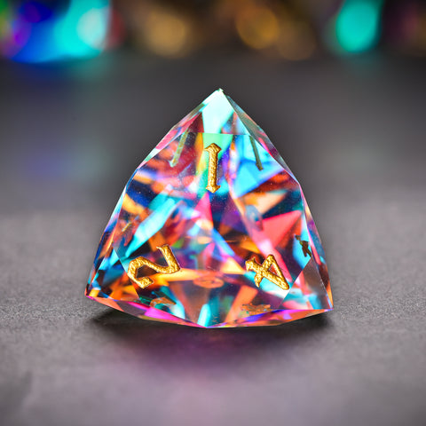 Iridescent Prism Glass Dice Set – Handcrafted Multi-Faceted K9 Glass RPG Dice for D&D, Pathfinder & Collectors