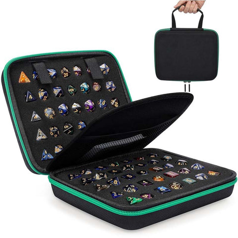 Premium Dice Storage Case with Removable Slotted Tray – Oxford Fabric & EVA – Holds up to 10 Dice Sets – Portable Handle