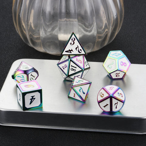 Zinc Alloy Metal Polyhedral Dice Set – Multiple colors available for DND & Tabletop RPGs
