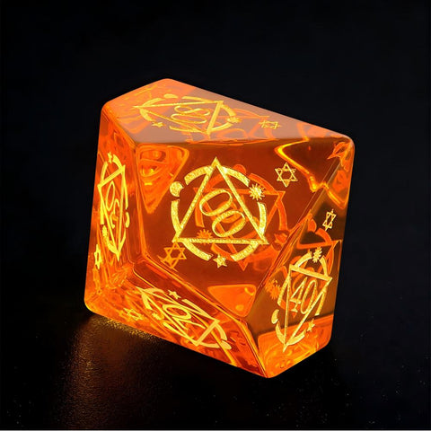 K9 Glass Dice Set – Hand-Carved Clear Crystal RPG Dice for D&D, Pathfinder & More