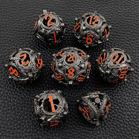 Infermor Metal Hollow Dice Set – 7 Dice, Copper Material, 10 Stunning Color Options