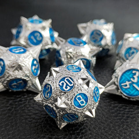 Meteoric Mace Solid Metal Dice Set – Stunning Color Options (Copper‑Blue, Bloodstain, Iridescent, etc.)