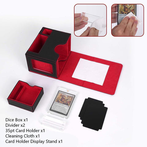 Portable Dice Tower & Storage Box with Velvet & PU Leather – All-in-One Dice Tray, D20 Included, Perfect for DnD, RPGs, and Board Games