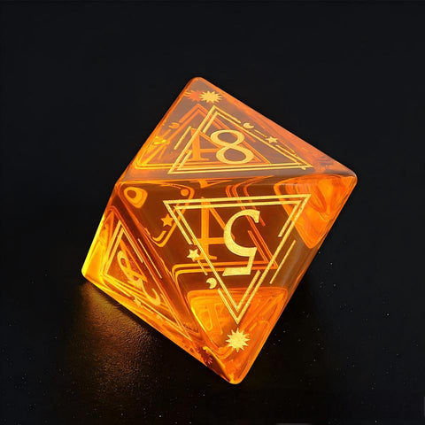 K9 Glass Dice Set – Hand-Carved Clear Crystal RPG Dice for D&D, Pathfinder & More