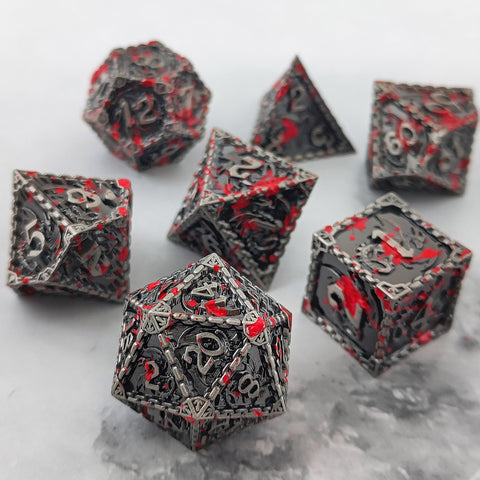 Duskrage Copper Metal Solid Dice Set with Winged Dragon Engraving – Multiple Colors Available