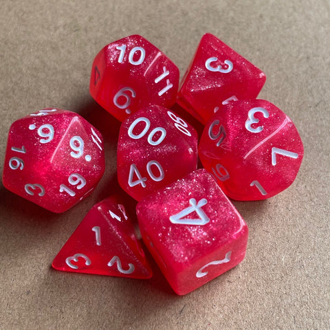 Starlight Mystery Acrylic Dice Set – 15 Random Colors, 7 Polyhedral Dice for DND, RPG, Pathfinder & Tabletop Games