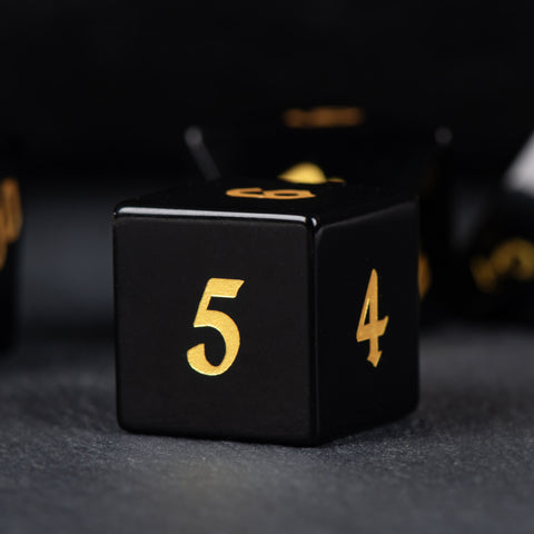 Natural Obsidian Dice Set – Handcrafted Luxury Gemstone RPG Dice for Dungeons & Dragons, Pathfinder & Collectors