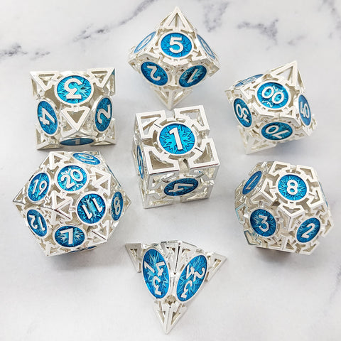 Solid Copper Arrow Hollow RPG Dice Set – 8 Dual‑Tone Colors
