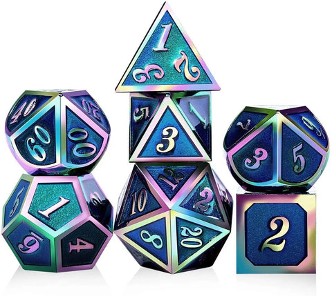 Zinc Alloy Metal Polyhedral Dice Set – Multiple colors available for DND & Tabletop RPGs