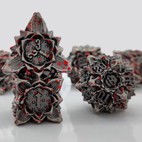 Lotus Blossom Metal Dice Set – Multiple Color Options in Elegant Lotus Design
