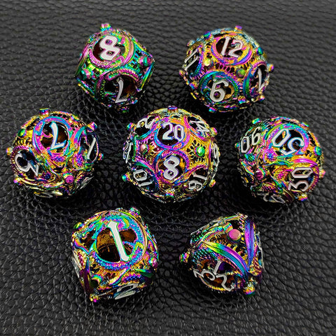 Infermor Metal Hollow Dice Set – 7 Dice, Copper Material, 10 Stunning Color Options