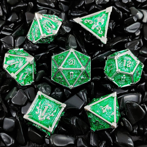 Phantom's Gambit Zinc Alloy Metal Dice Set with Skull Engraving – Multiple Color Options Available