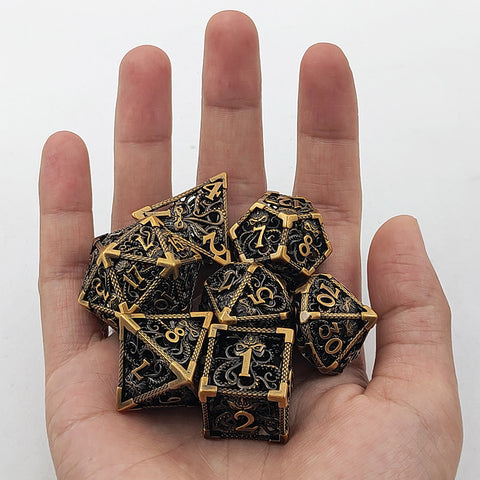 Cthulhu’s Gaze Copper Hollow Dice Set – Bloodstain, Antique Gold & Aged Red Copper