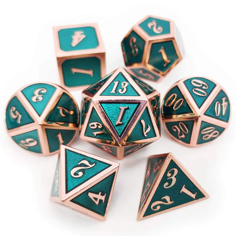 Zinc Alloy Metal Polyhedral Dice Set – Multiple colors available for DND & Tabletop RPGs