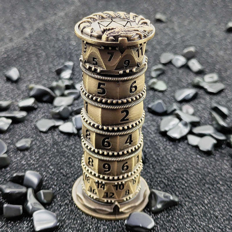 7-in-1 Rotating Tower Dice – Zinc Alloy Spinner Dice Multiple colors available
