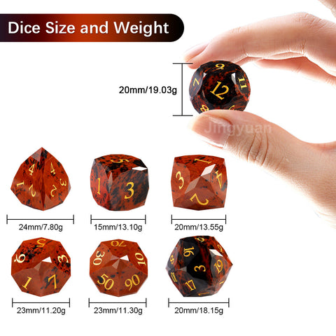 Natural Gold Sunstone Dice Set with Engraved Golden Numbers – Handcrafted Gemstone RPG Dice for DnD, Pathfinder & TTRPGs