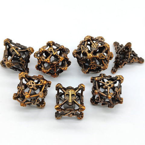 Necroforge Copper Metal Hollow Dice Set with Skull Design – 6 Colors Available