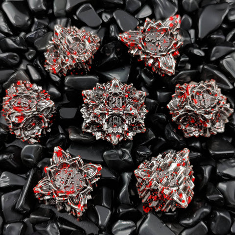Lotus Blossom Metal Dice Set – Multiple Color Options in Elegant Lotus Design
