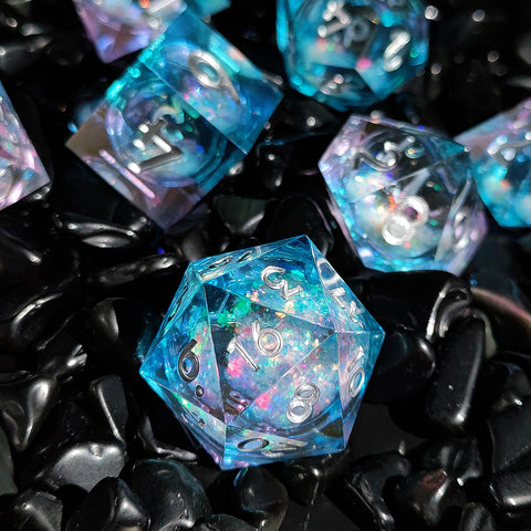 Resin Liquid Core Dice Set – Flowing Glitter DND Dice Multiple colors available